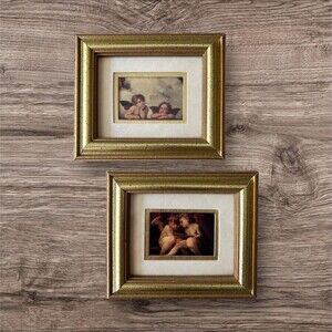 Set of 2 Vintage Framed Cherub Prints • Raphael Angel Art Reproductions Art